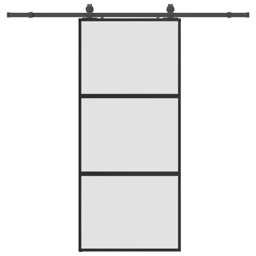 Klizna vrata s priborom crna 90 x 205 cm kaljeno staklo - Crna i mat 90 x 205 cm (213 cm sliding rail) 3 vodoravne šipke Cijena