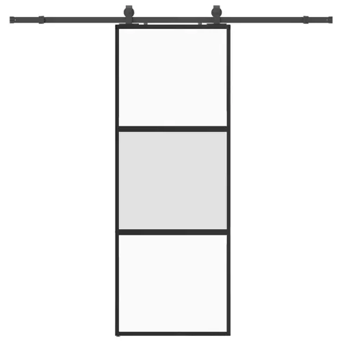 Klizna vrata s priborom crna 76 x 205 cm kaljeno staklo - Crna, mat i prozirna 76 x 205 cm (213 cm sliding rail) 3 vodoravne šip Cijena