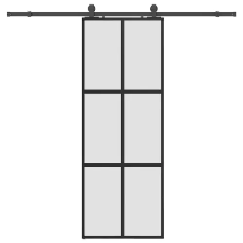 Klizna vrata s priborom crna 76 x 205 cm kaljeno staklo - Crna i mat 76 x 205 cm (213 cm sliding rail) Mreže 4 x 2 Cijena