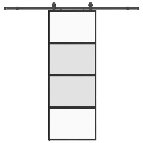 Klizna vrata s priborom crna 76 x 205 cm kaljeno staklo - 76 x 205 cm (213 cm sliding rail) Cijena