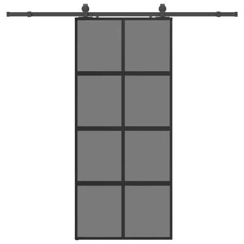 Klizna vrata s priborom crna 90 x 205 cm kaljeno staklo - Crna i tamnoprozirna 90 x 205 cm (213 cm sliding rail) Cijena