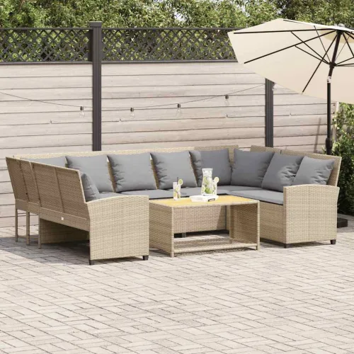 Vrtna sofa s jastucima bež poliratan - bež i svjetlosiva 5-seater + 2x corner 1 Cijena