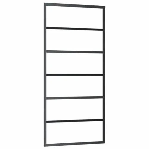 Klizna vrata s priborom crna 90 x 205 cm od ESG stakla - 90 x 205 cm (213 cm sliding rail) 5 vodoravnih šipki Cijena