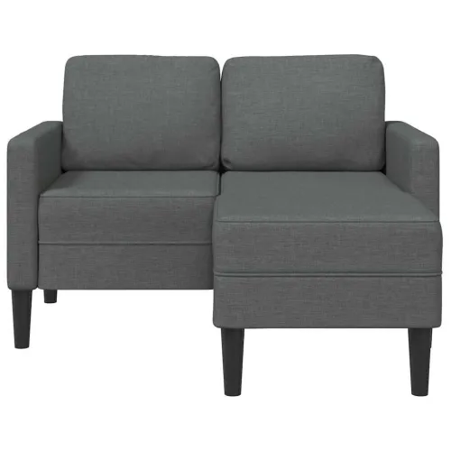 Dvosjed s ležaljkom u obliku slova L, tamno siva, tkanina, 125 cm - Tamno siva Cijena