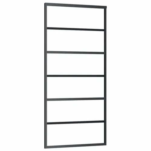 Klizna vrata s priborom crna 90 x 205 cm od ESG stakla - 90 x 205 cm (klizna vodilica od 200 cm) 5 vodoravnih šipki Cijena