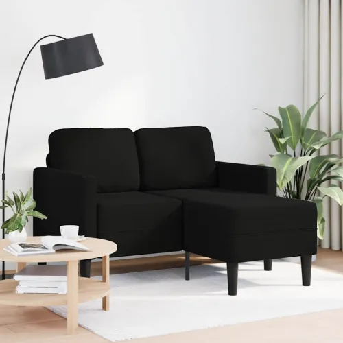 Sofa 2-sjed s ležaljkom u obliku slova L, crna tkanina 125 cm - Crna Crna Cijena