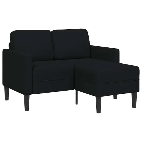 Sofa 2-sjed s ležaljkom u obliku slova L, crna tkanina 125 cm - Crna Crna Cijena