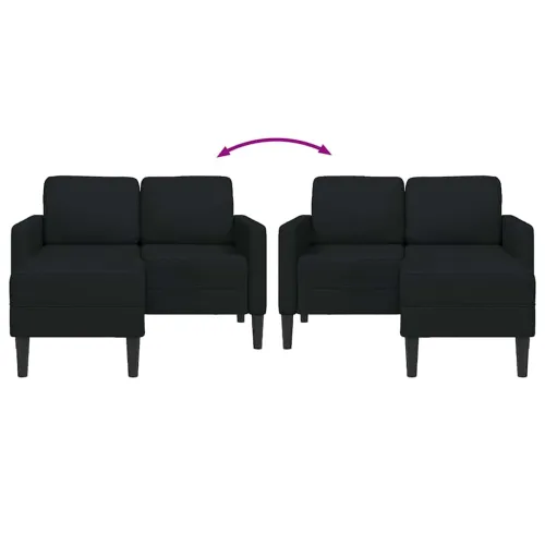 Sofa 2-sjed s ležaljkom u obliku slova L, crna tkanina 125 cm - Crna Cijena
