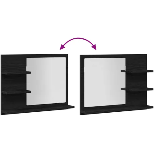Kupaonsko ogledalo crni hrast 60x10,5x45 cm konstruirano drvo - Crni hrast Cijena
