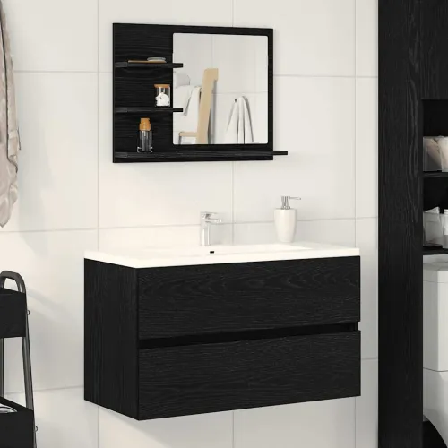 Kupaonsko ogledalo crni hrast 60x10,5x45 cm konstruirano drvo - Crni hrast 1 Crni hrast Cijena