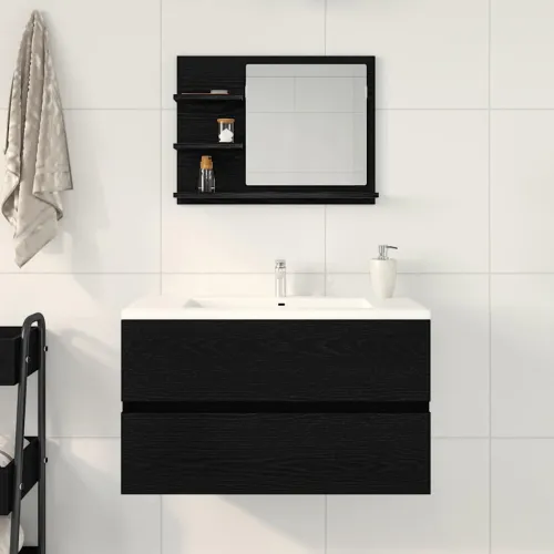 Kupaonsko ogledalo crni hrast 60x10,5x45 cm konstruirano drvo - Crni hrast Cijena