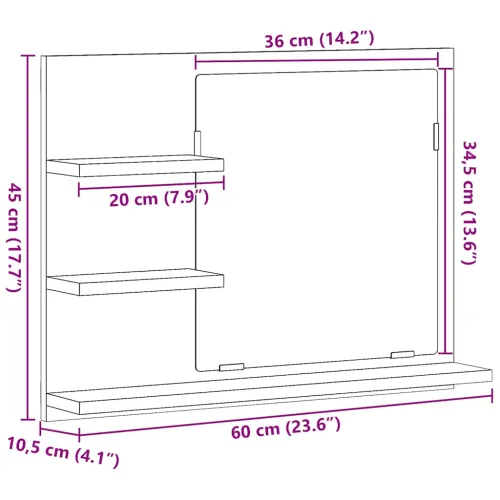 Kupaonsko ogledalo crni hrast 60x10,5x45 cm konstruirano drvo - Crni hrast Cijena