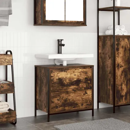 Kupaonski ormarić za Lavabo - Umivaonik s ladicama 90x34,5x60 cm - Dimljeni hrast Cijena