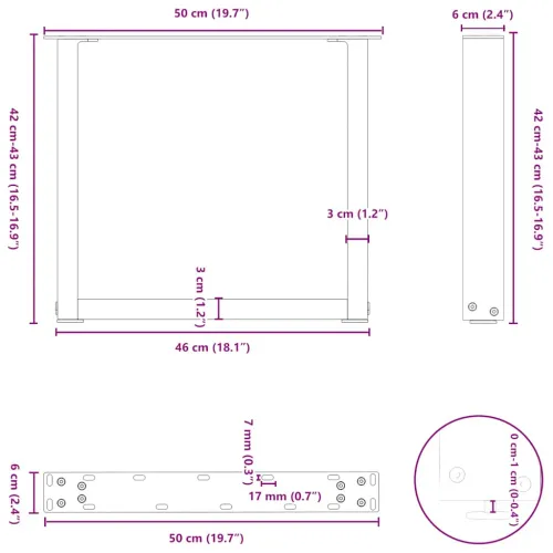 Noge za klub stolić U-oblik 2 kom Bijele 50 x (42-43) cm Čelik - Bijela 50 x (42-43) cm 2 Cijena