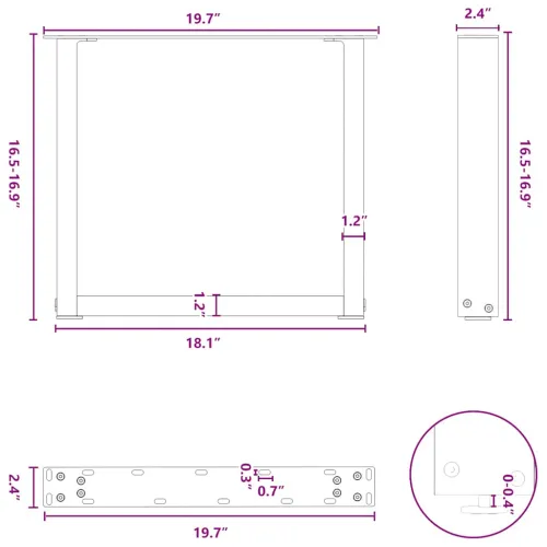 Noge za klub stolić U-oblik 2 kom Bijele 50 x (42-43) cm Čelik - Bijela 50 x (42-43) cm 2 Cijena