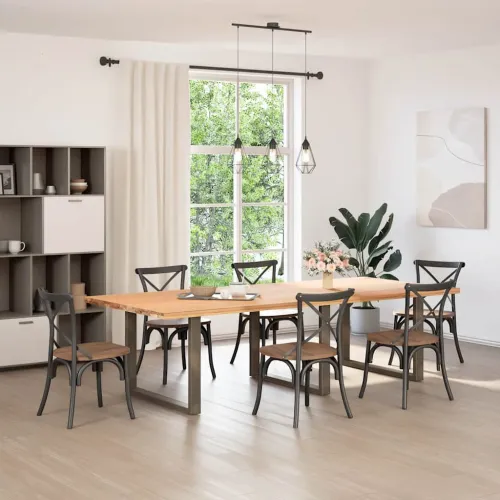 Noge za blagovaonski stol U-oblik 3 kom Prirodni čelik 100 x (72-73) cm Čelik - Prirodna 100 x (72-73) cm 3 Cijena