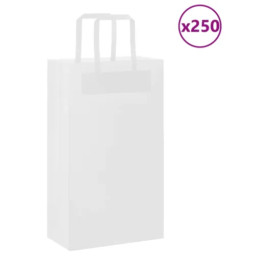 Papirnate vrećice 250 kom s ručkama bijele 21x11x36 cm - Bijela 21 x 11 x 36 cm 250 Cijena