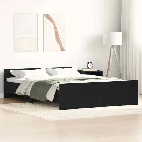 Okvir kreveta bez madraca 135x190 cm konstruirano drvo - Crni hrast 135 x 190 cm Cijena