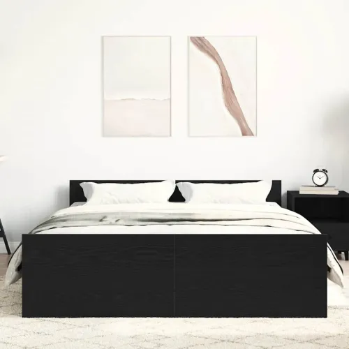 Okvir kreveta bez madraca 135x190 cm konstruirano drvo - Crni hrast 135 x 190 cm Cijena