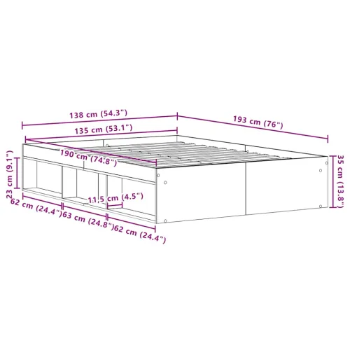 Okvir kreveta bez madraca staro drvo 135x190 cm - Staro drvo 135 x 190 cm Cijena
