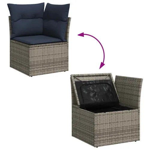Vrtna garnitura - 9-dijelni set vrtnih sofa od poliratana s jastucima sivi - Siva 1 Cijena