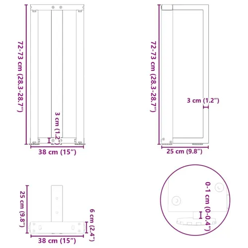 Noge za konzolni stol T-oblika 2 kom Crne 38x25x(72-73) cm Čelik - Prirodna 38 x 25 x (72-73) cm Cijena