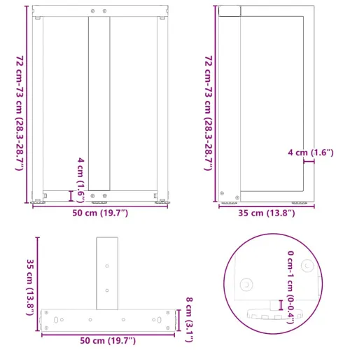 Noge za blagovaonski stol T-oblika 2 kom Crne 50x35x(72-73) cm Čelik - Prirodna 50 x 35 x (72-73) cm Cijena
