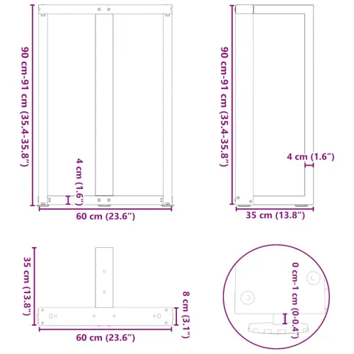 Noge za barski stol T-oblika 2 kom Crne 60x35x(90-91) cm Čelik - Prirodna 60 x 35 x (90-91) cm Cijena
