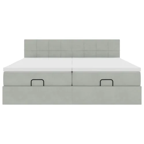 Okvir kreveta s madracima svijetlosivi 200x200cm baršunasti - Svjetlosiva 200 x 200 cm Blok s kvadratima Cijena