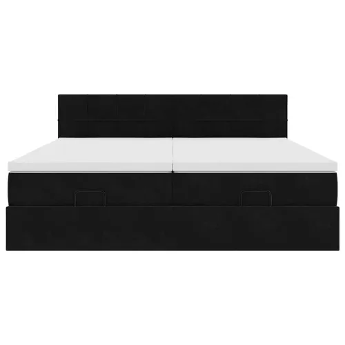 otoman okvir kreveta s madracima crni 180x200cm baršunasti - Crna 180 x 200 cm Blok s kvadratima Cijena