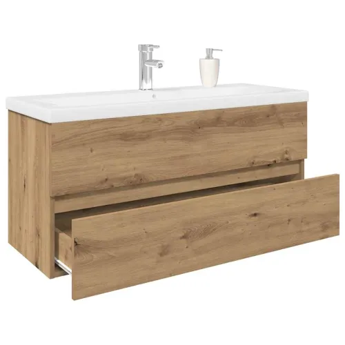 Ormarić za Lavabo - Umivaonik s ugradbenim umivaonikom i slavinom - hrast artisan 100 x 38.5 x 45 cm sa slavinom i odvodom Cijena