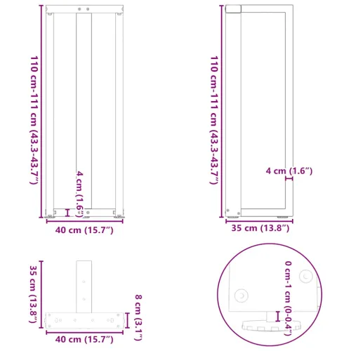 Noge za barski stol T-oblika 2 kom Bijele 40x35x(110-111) cm Čelik - Bijela 40 x 35 x (110-111) cm Cijena