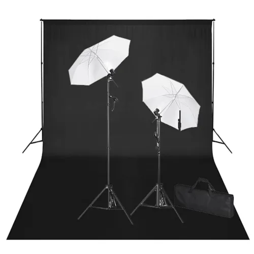 Studijski set crna pozadina sustav za podršku 600 x 300 cm i svjetla - Crna Cijena