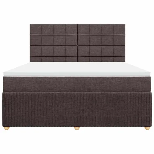 Boxspring - Krevet s oprugama i madracem tamnosmeđi 180x200 cm tkanina - Tamno smeđa 180 x 200 cm Blok s kvadratima Tamno smeđa Cijena