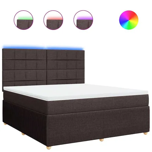 Boxspring - Krevet s oprugama i madracem tamnosmeđi 180x200 cm tkanina - Tamno smeđa 180 x 200 cm Blok s kvadratima Tamno smeđa Cijena