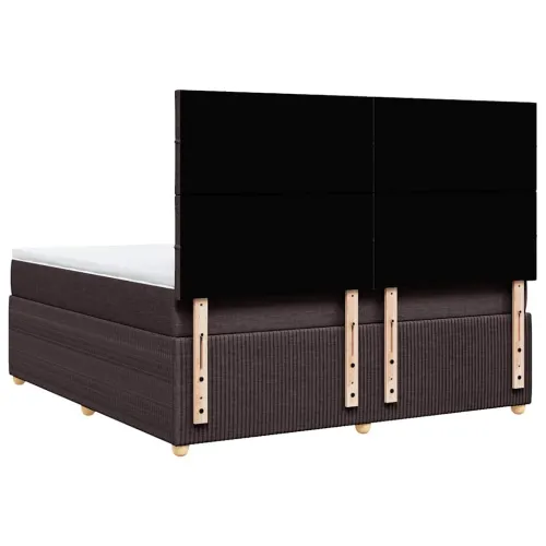 Boxspring - Krevet s oprugama i madracem tamnosmeđi 180x200 cm tkanina - Tamno smeđa 180 x 200 cm Blok s kvadratima Tamno smeđa Cijena