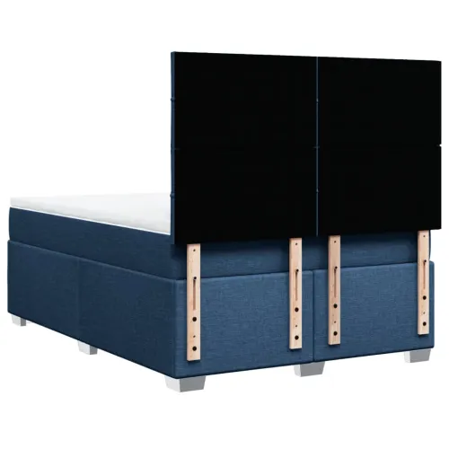 Boxspring - Krevet s oprugama i madracem plavi 140 x 190 cm od tkanine - Plava 140 x 190 cm Blok s kvadratima Plava Cijena