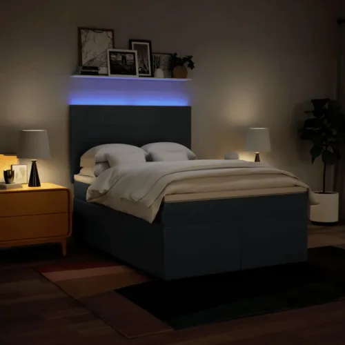 Boxspring - Krevet s oprugama i madracem plavi 140 x 190 cm od tkanine - Plava 140 x 190 cm Blok s kvadratima Plava Cijena