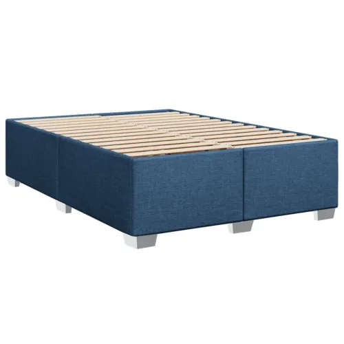 Boxspring - Krevet s oprugama i madracem plavi 140 x 190 cm od tkanine - Plava 140 x 190 cm Blok s kvadratima Plava Cijena