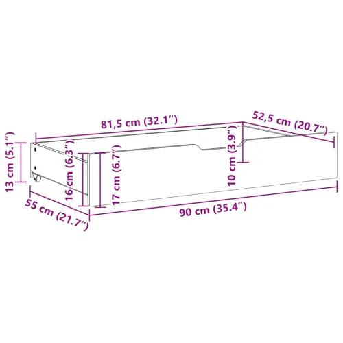 Ladice ispod kreveta 2 kom bijele 95x55x17 cm od borovine - Bijela 90 x 55 x 16 cm Cijena