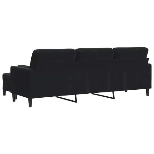 Trosjed s tabureom crni 210 cm baršunasti - Crna 1 210 cm Cijena