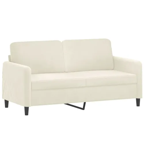 3-dijelni set sofa s jastucima krem baršunasti - Krema 1 s jastucima i tabureom Cijena