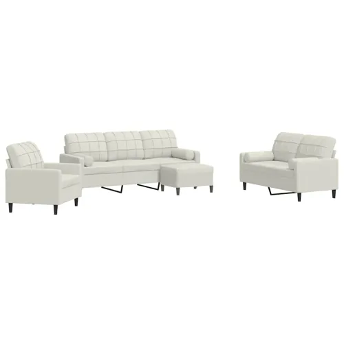 4-dijelni set sofa s jastucima krem baršunasti - Krema 1 s jastucima i tabureom Krema Cijena