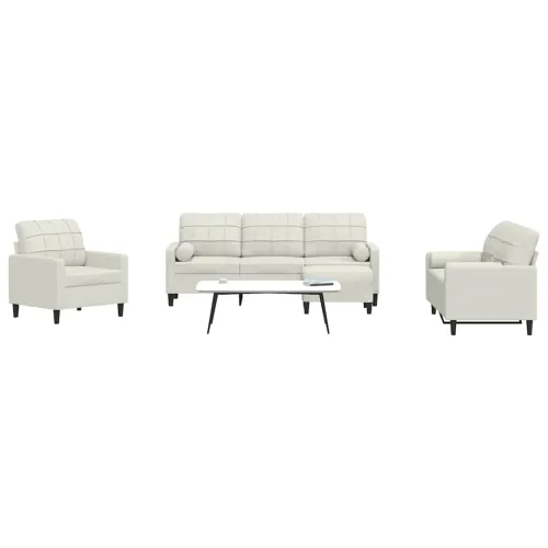4-dijelni set sofa s jastucima krem baršunasti - Krema 1 s jastucima i tabureom Krema Cijena