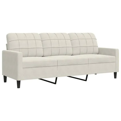 4-dijelni set sofa s jastucima krem baršunasti - Krema 1 S osloncem za noge Krema Cijena