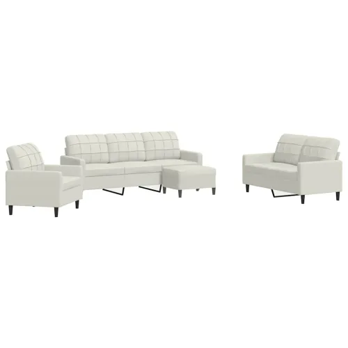 4-dijelni set sofa s jastucima krem baršunasti - Krema 1 S osloncem za noge Krema Cijena