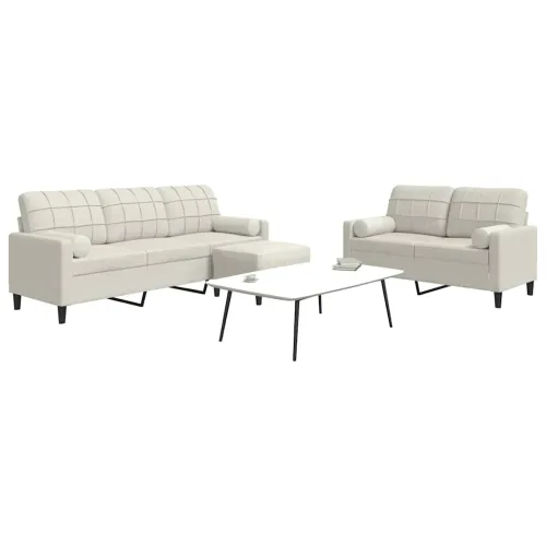 3-dijelni set sofa s jastucima krem baršunasti - Krema 1 s jastucima i tabureom Cijena