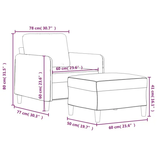 Fotelja s tabureom krem 60 cm od tkanine - Krema Cijena