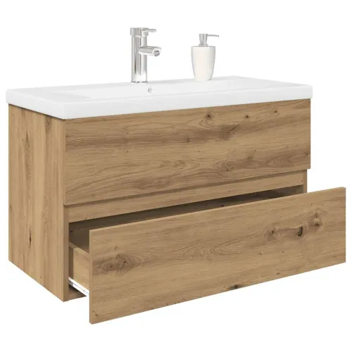 Ormarić za Lavabo - Umivaonik s ugradbenim umivaonikom i slavinom - hrast artisan 80 x 38.5 x 45 cm 1 sa slavinom i odvodom Cijena