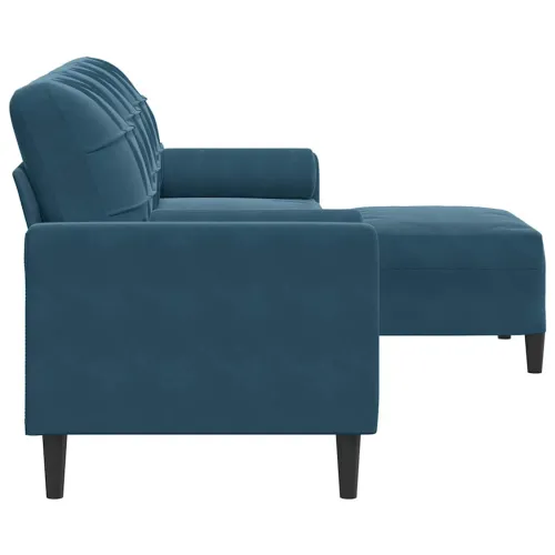 Trosjed s tabureom Plava 210 cm baršunasti - Plava 1 210 cm Cijena